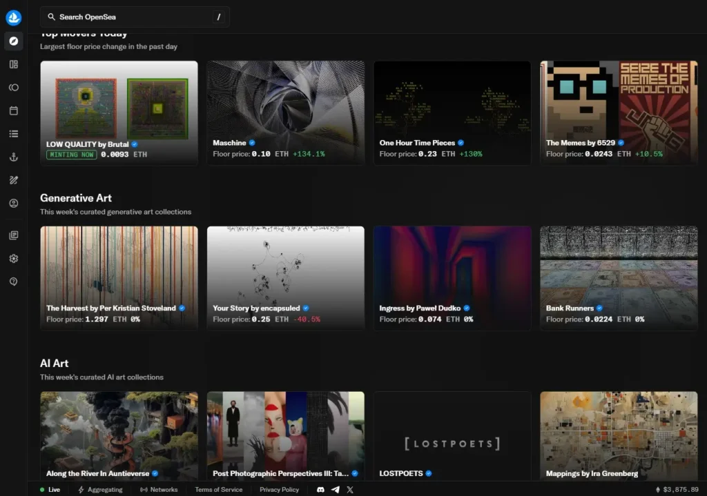 OpenSea에서 이더리움으로 거래되는 작품들